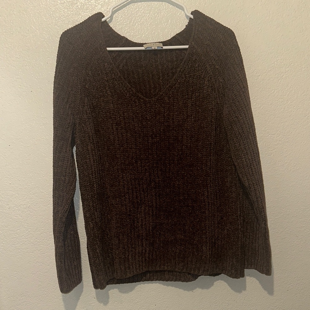 Lucky Brand Women's V-Neck Brown Sweater